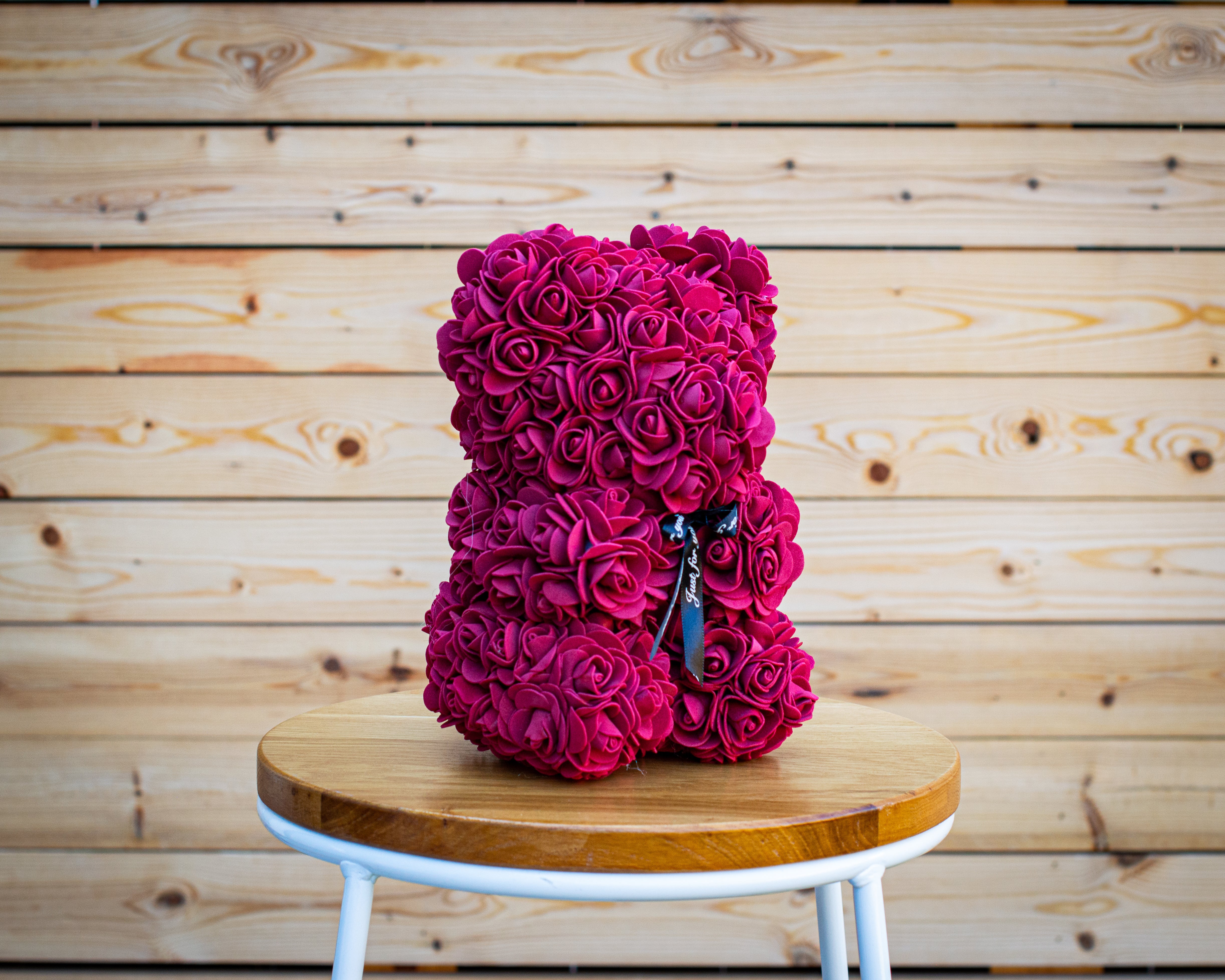 faux roses teddy bear