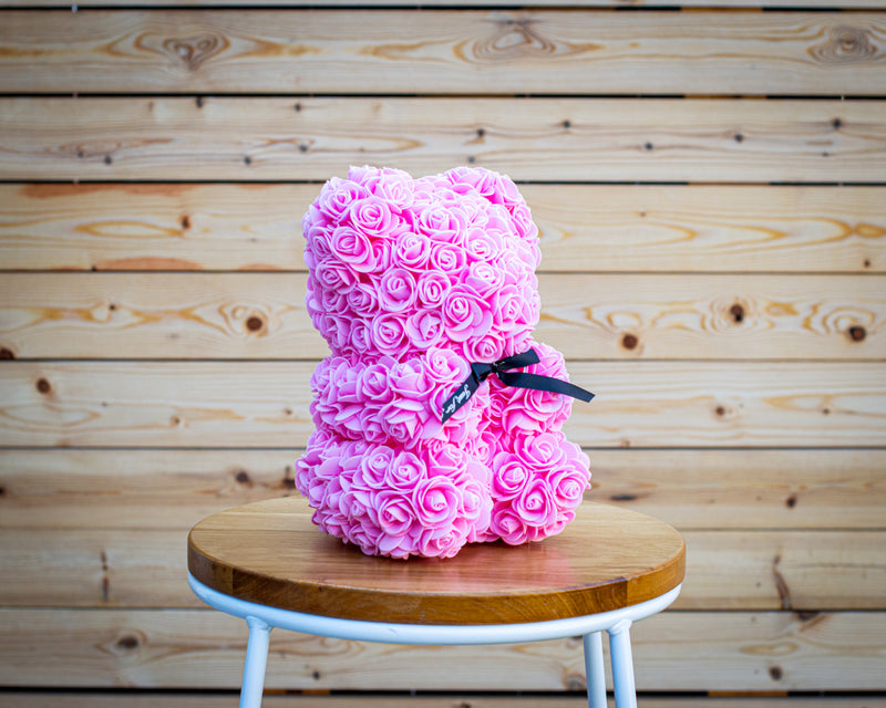 Pink Luxury Rose Teddy Bear Handmade Gift Box - RoseGift.co.uk